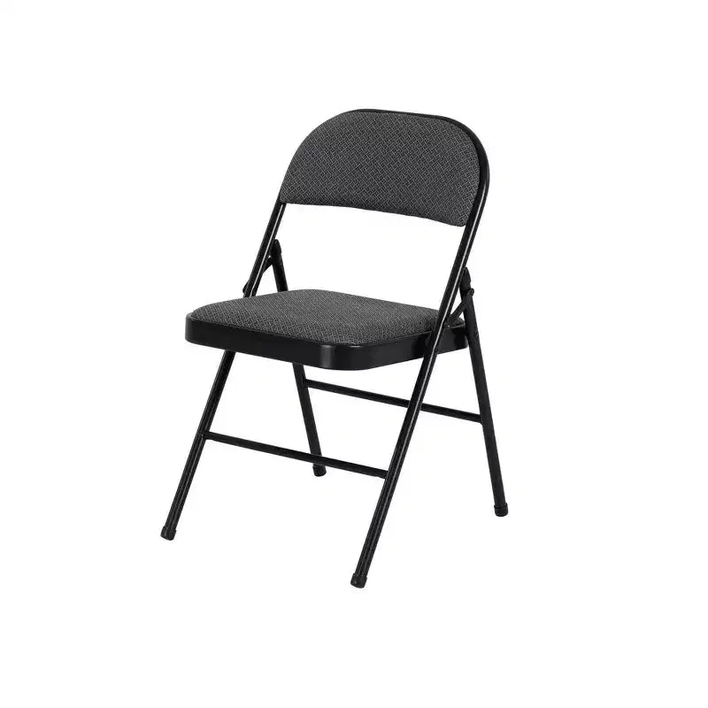Sedia pieghevole imbottita in tessuto nero e grigio, set da 4