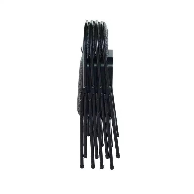 Sedia pieghevole imbottita in tessuto nero e grigio, set da 4