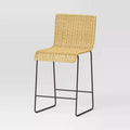 Chapin Modern Rattan Counter Height Barstool with Metal Legs Beige - Threshold™: Square Seat, Sled Base
