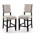 2pk Eliza Button Tufted Counter Height Barstool Black/Beige: Upholstered, Nailhead, Wood Legs - HOMES: Inside + Out