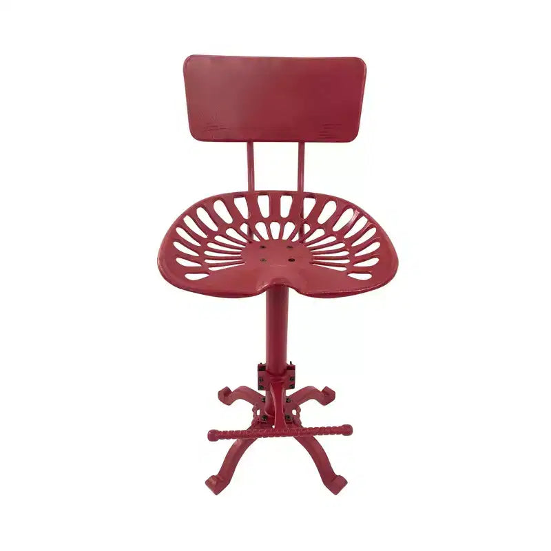 Sgabello da bar con schienale Carolina Living August stile sedile trattore, altezza bancone, rosso: stile rustico, ferro, regolabile 22"-33"