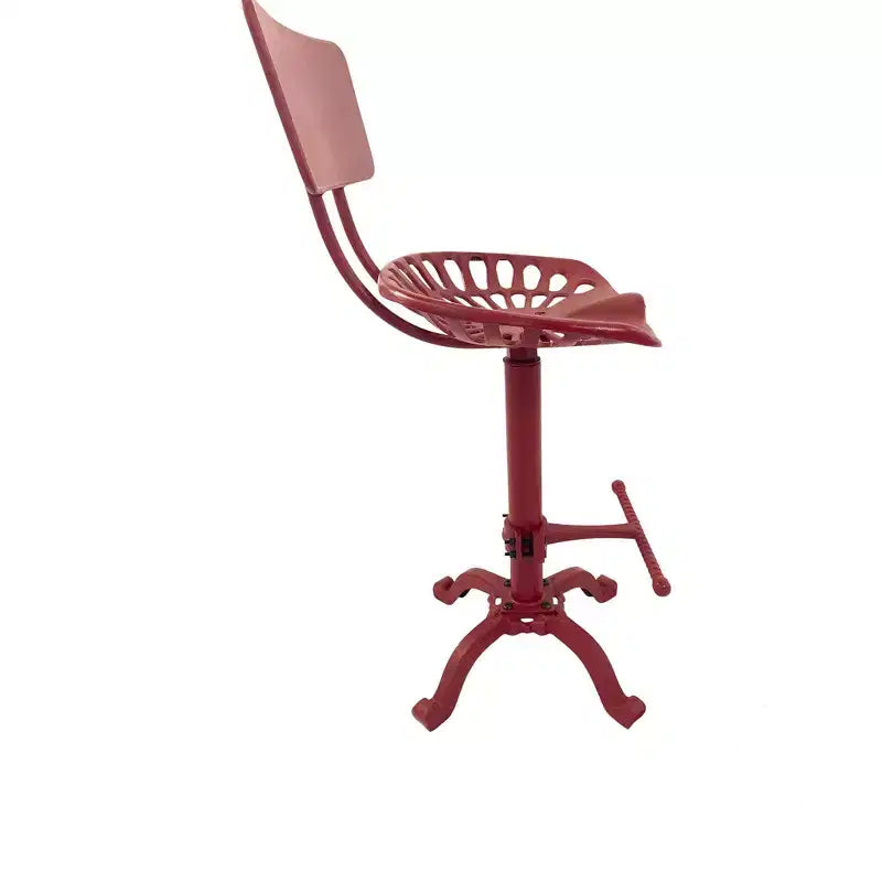 Sgabello da bar con schienale Carolina Living August stile sedile trattore, altezza bancone, rosso: stile rustico, ferro, regolabile 22"-33"
