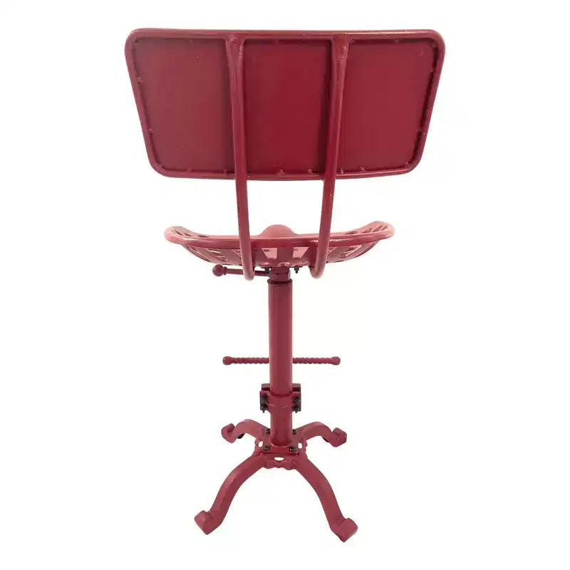 Sgabello da bar con schienale Carolina Living August stile sedile trattore, altezza bancone, rosso: stile rustico, ferro, regolabile 22"-33"