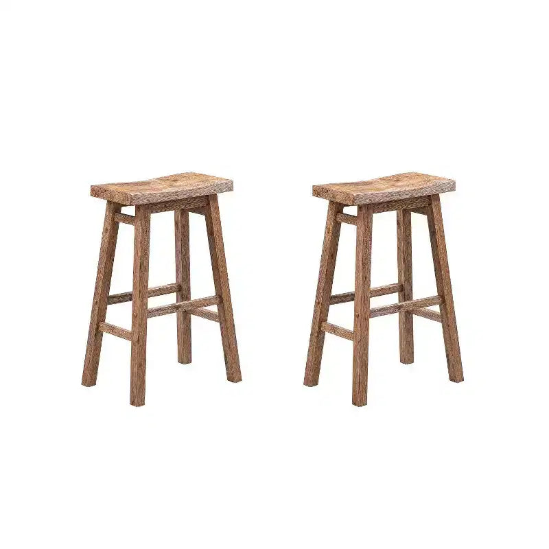 Set of 2 29" Sonoma Wire-Brush Saddle Barstools Barnwood - Boraam: Solid Acacia, Footrest