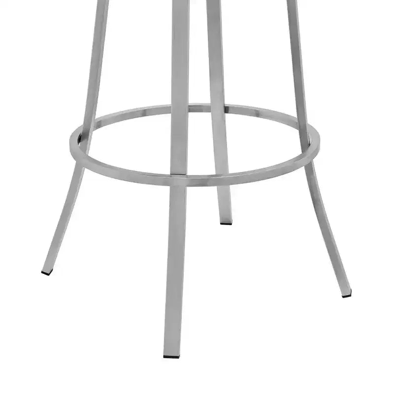 Sgabello da bar Palmdale da 26" altezza bancone con finta pelle nera e finitura in acciaio inossidabile spazzolato - Armen Living: Girevole, Imbottito, Design Moderno