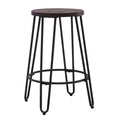24" Quinn Counter Height Barstool Black - Ace Bayou: Modern Industrial, Steel Base, Round Wood Seat