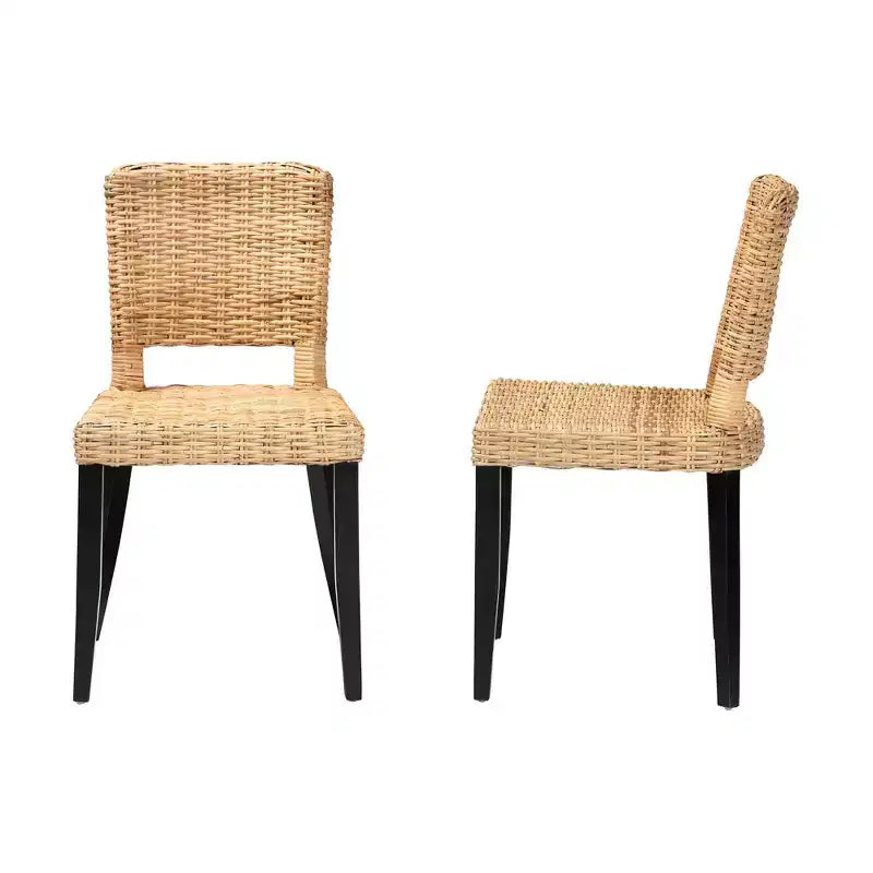 Sedia da pranzo Bali & Pari Dermot Wood e rattan naturale marrone scuro/marrone naturale: stile Interlaken, nessun montaggio richiesto