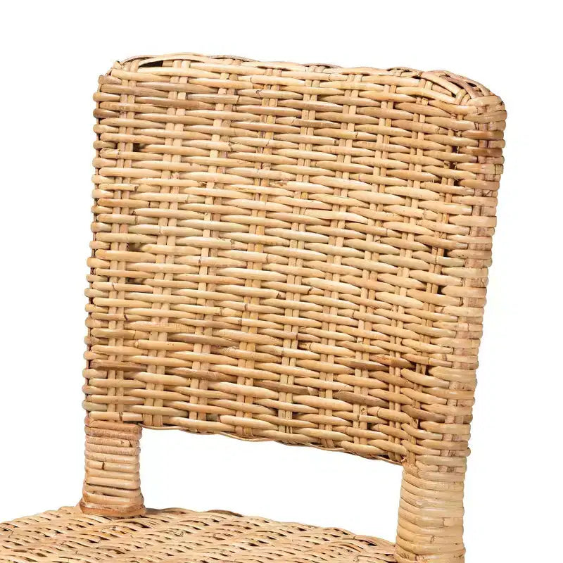 Sedia da pranzo Bali & Pari Dermot Wood e rattan naturale marrone scuro/marrone naturale: stile Interlaken, nessun montaggio richiesto