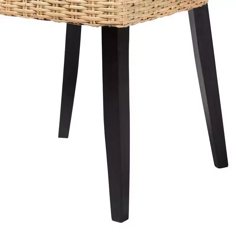 Sedia da pranzo Bali & Pari Dermot Wood e rattan naturale marrone scuro/marrone naturale: stile Interlaken, nessun montaggio richiesto