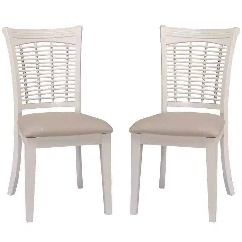 Set di 2 sedie da pranzo Bayberry in legno bianco - Hillsdale Furniture: stile bambù, rivestimento crema, senza braccioli