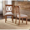 Buylateral Set of 2 Roma Cross Back Dining Chairs Driftwood: Upholstered Linen, Rubberwood Frame, No Assembly Required