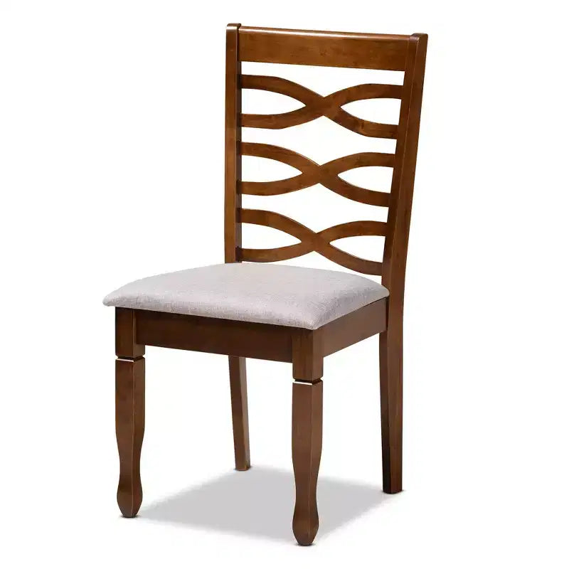 Set di 4 sedie da pranzo imbottite grigie/noce