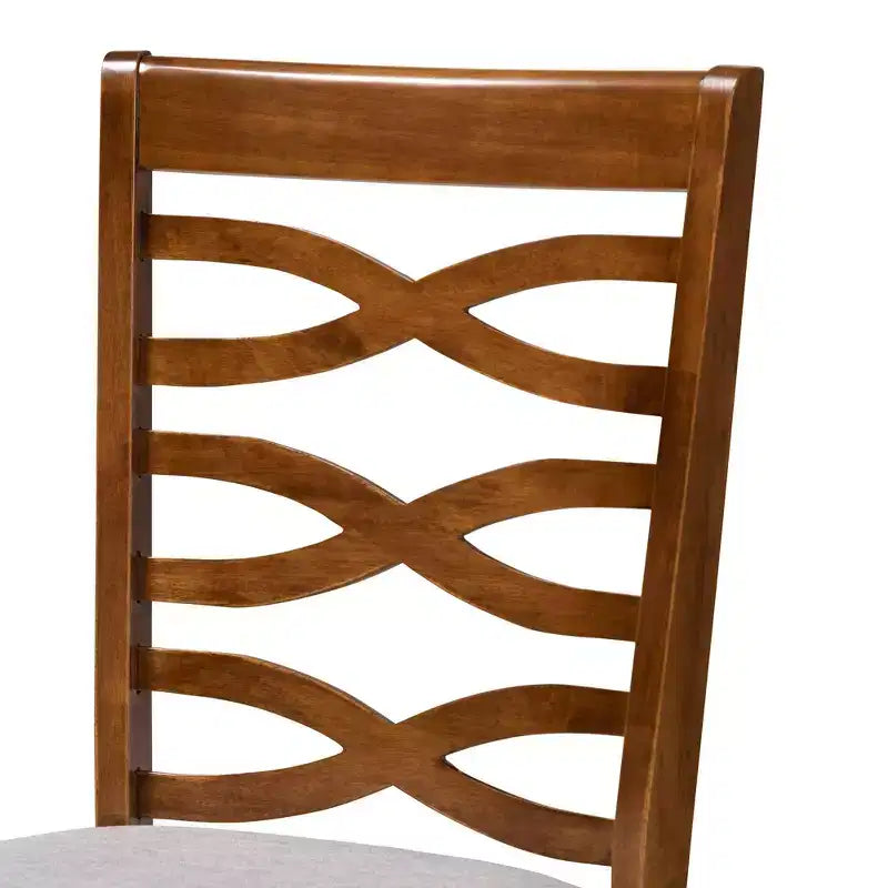 Set di 4 sedie da pranzo imbottite grigie/noce