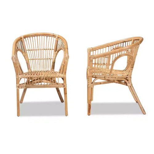 Set di 2 sedie da pranzo in rattan Alleta naturali/marrone - bali & pari: Stile bohémien, nessun montaggio richiesto