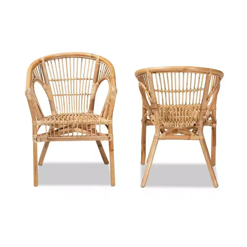 Set di 2 sedie da pranzo in rattan Alleta naturali/marrone - bali & pari: Stile bohémien, nessun montaggio richiesto