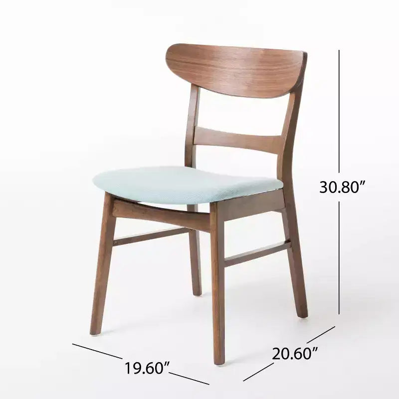 Set di 4 sedie da pranzo moderne Idalia Mid-Century Menta/Noce: rivestite, struttura in legno di Hevea - Christopher Knight Home