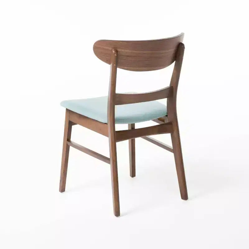 Set di 4 sedie da pranzo moderne Idalia Mid-Century Menta/Noce: rivestite, struttura in legno di Hevea - Christopher Knight Home