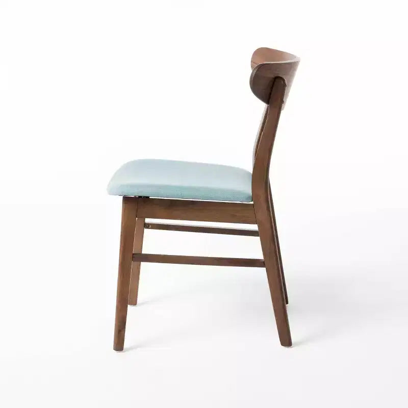 Set di 4 sedie da pranzo moderne Idalia Mid-Century Menta/Noce: rivestite, struttura in legno di Hevea - Christopher Knight Home