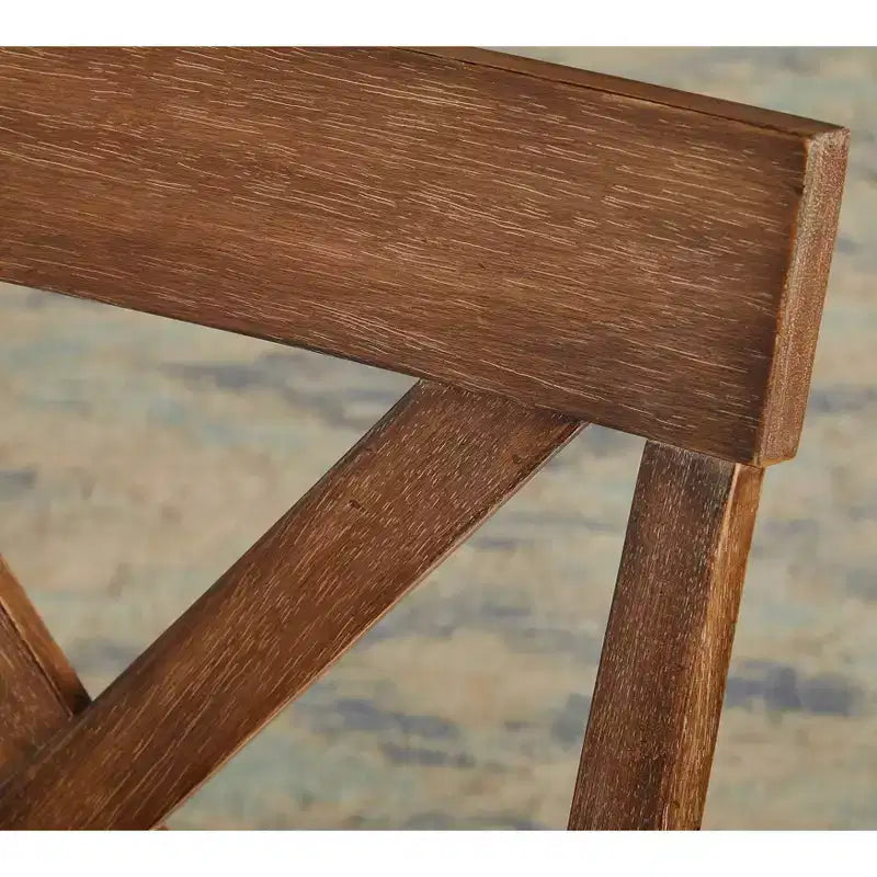 Sedia da pranzo senza braccioli X-Back in lino beige e legno sbiancato, set da 2