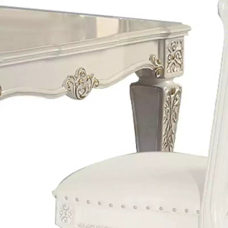 Sedia da pranzo Vendome da 54" con finitura perla anticata - Acme Furniture: Elegante rivestimento in pelle, Struttura in legno