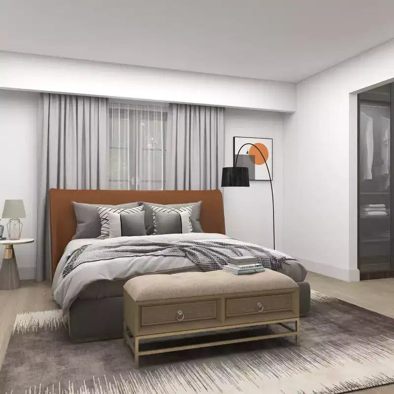 Panca Contenitore in Lino Contemporanea Beige - Olivia & May: Rivestimento Trapuntato, Struttura in Ferro e Legno, Gambe in Acciaio Inossidabile, 2 Posti a Sedere