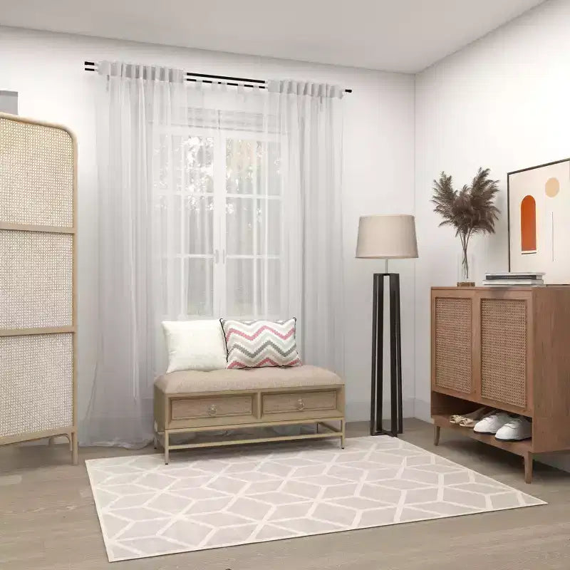 Panca Contenitore in Lino Contemporanea Beige - Olivia & May: Rivestimento Trapuntato, Struttura in Ferro e Legno, Gambe in Acciaio Inossidabile, 2 Posti a Sedere