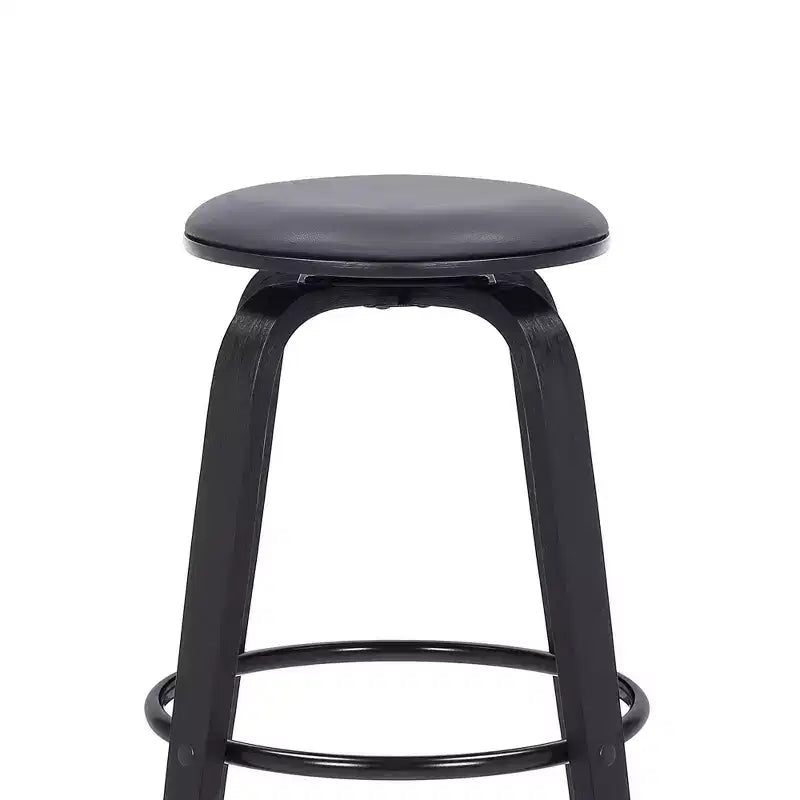 Sgabello da bar Armen Living 30" Harbor senza schienale girevole in similpelle e legno, altezza bancone, grigio/nero: Seduta rotonda, poggiapiedi, altezza fissa