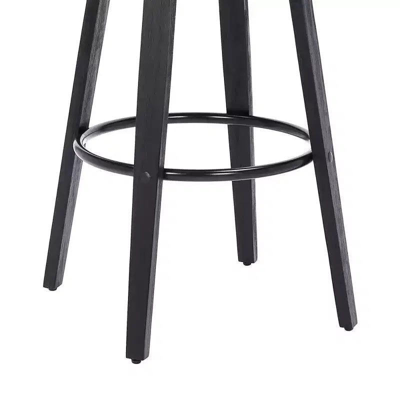 Sgabello da bar Armen Living 30" Harbor senza schienale girevole in similpelle e legno, altezza bancone, grigio/nero: Seduta rotonda, poggiapiedi, altezza fissa
