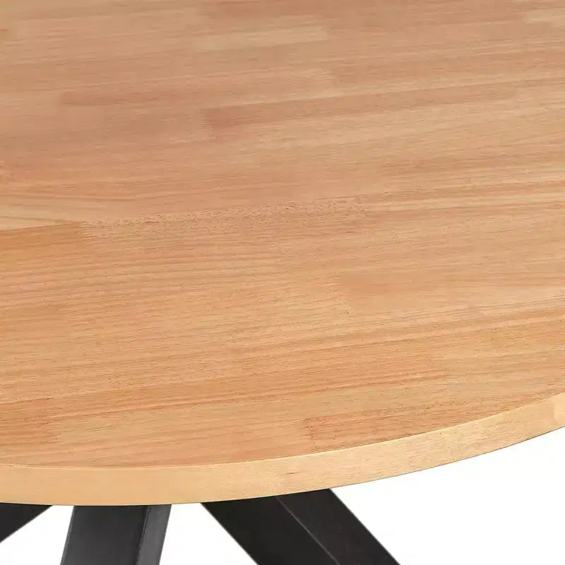 Tavolo da pranzo rotondo Lifestorey Gilcrest nero/naturale: moderno di metà secolo, 4 posti, base in legno di caucciù