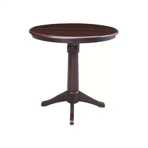 36" Magnolia Round Top Counter Height Dining Table with 12" Leaf Rich Mocha - International Concepts