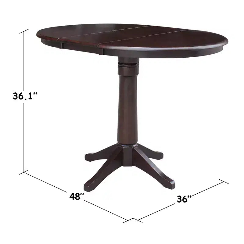 Tavolo da pranzo rotondo Magnolia da 36" con piano da 12" altezza bancone, finitura Rich Mocha - International Concepts