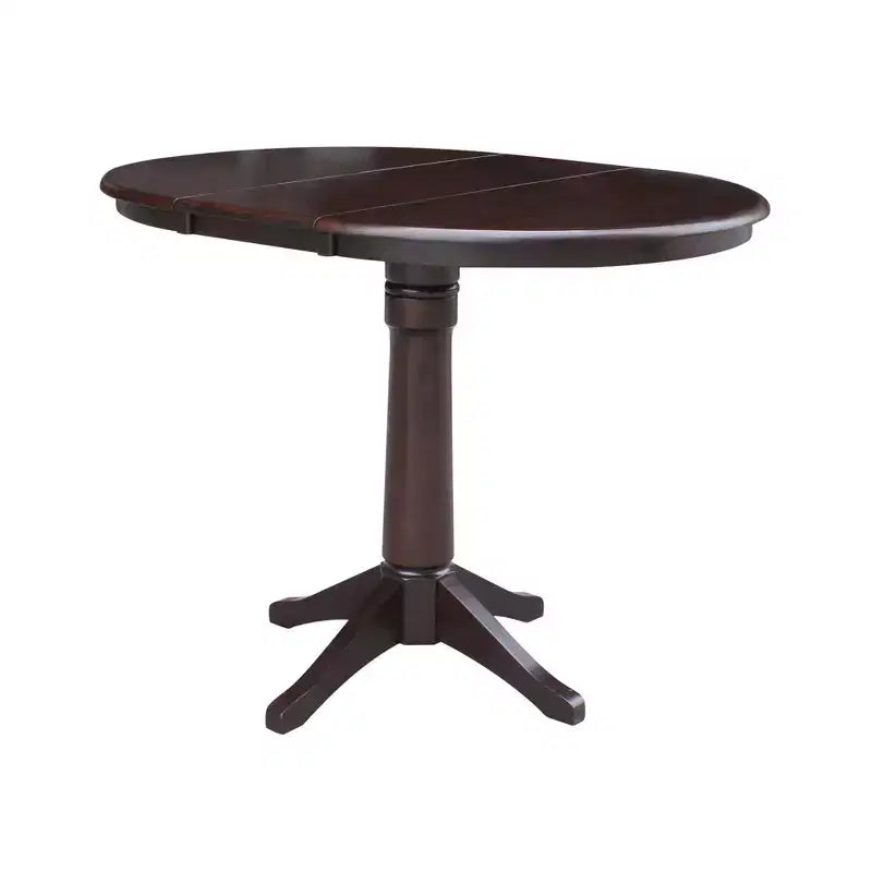 Tavolo da pranzo rotondo Magnolia da 36" con piano da 12" altezza bancone, finitura Rich Mocha - International Concepts