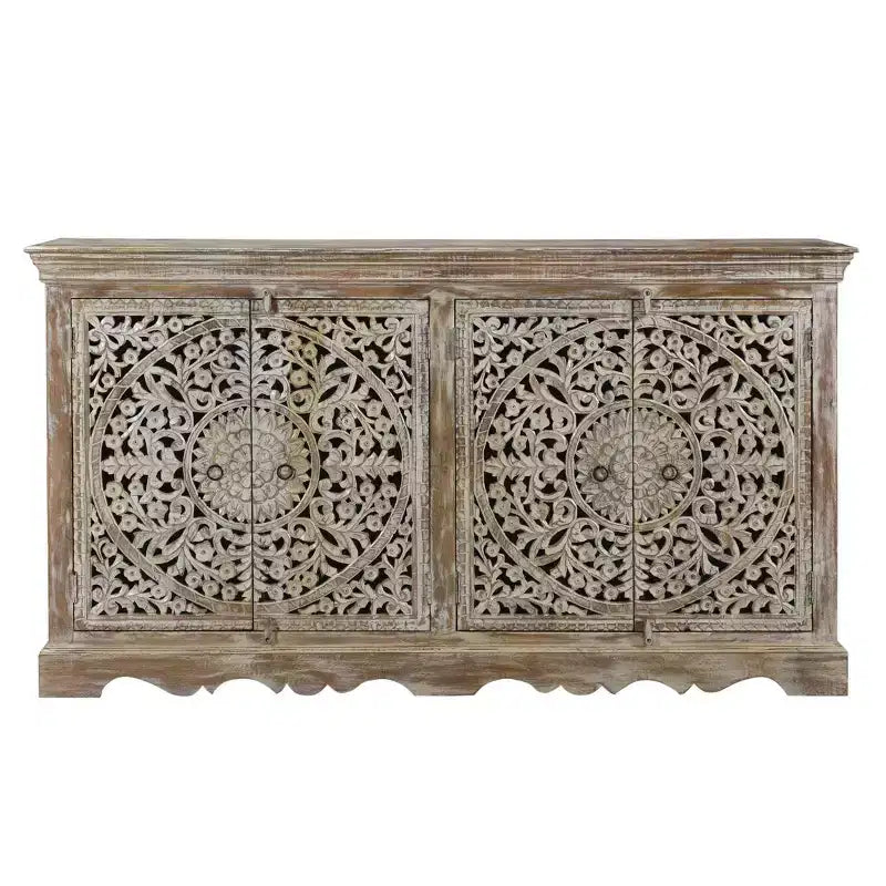 Credenza a 4 ante in legno recuperato marrone, stile rustico