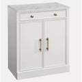 Lifestorey Monza Modular Cabinet with Faux Marble Top 1 Drawer 2 Doors White: Faux Marble Top, Brass Tone Handles, Adjustable Shelf