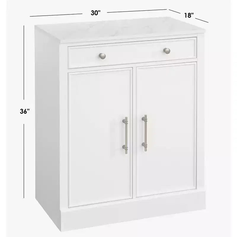 Lifestorey Monza Mobile Contenitore Modulare con Top Effetto Marmo 1 Cassetto 2 Ante Bianco: Top Effetto Marmo, Maniglie Tonalità Ottone, Ripiano Regolabile