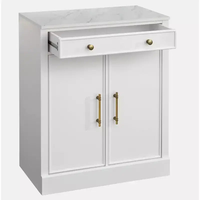 Lifestorey Monza Mobile Contenitore Modulare con Top Effetto Marmo 1 Cassetto 2 Ante Bianco: Top Effetto Marmo, Maniglie Tonalità Ottone, Ripiano Regolabile