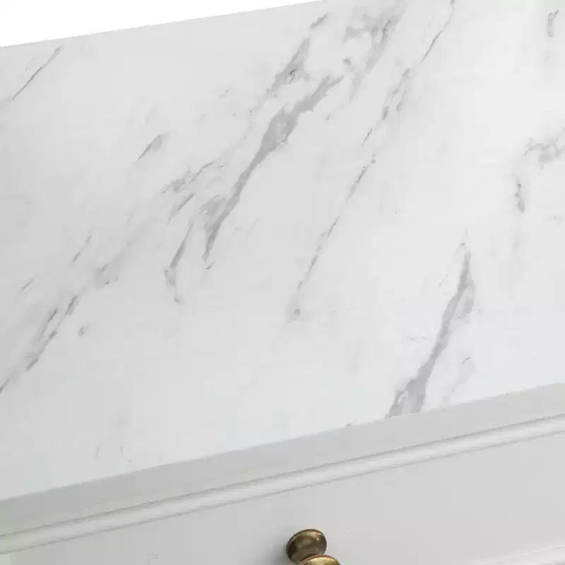 Lifestorey Monza Mobile Contenitore Modulare con Top Effetto Marmo 1 Cassetto 2 Ante Bianco: Top Effetto Marmo, Maniglie Tonalità Ottone, Ripiano Regolabile