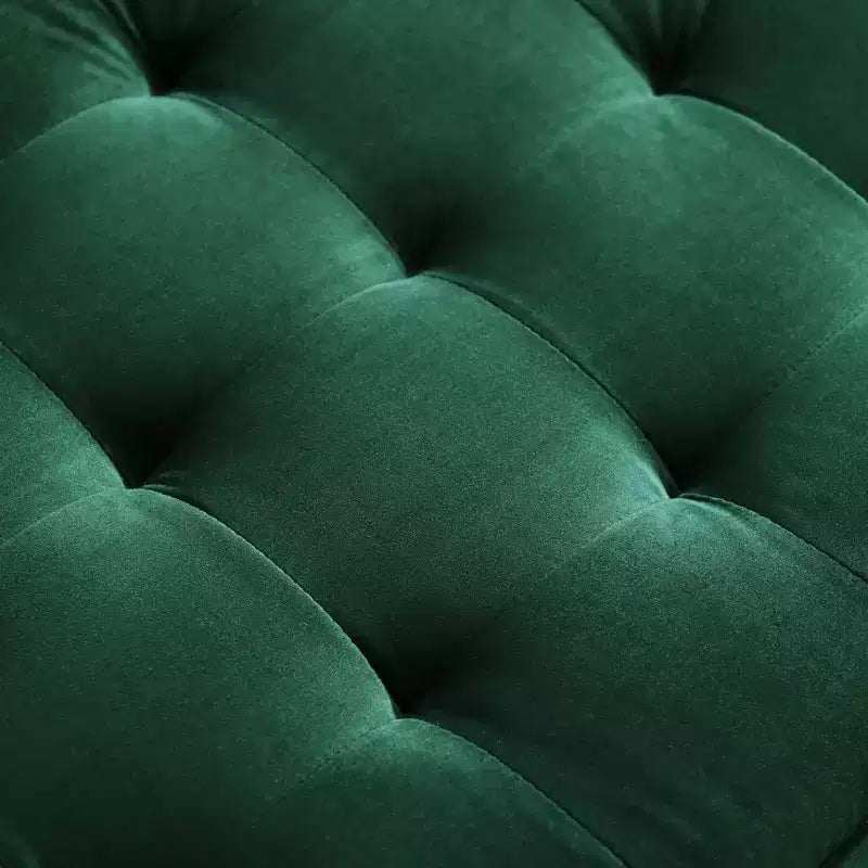 Divano a tre posti in velluto verde capitonné, stile metà secolo