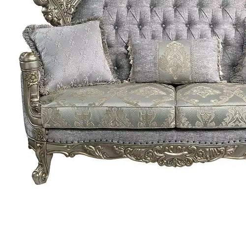 Divano Miliani da 73" in tessuto con finitura bronzo anticato - Acme Furniture: Rivestimento in pelle, struttura in legno, include 3 cuscini