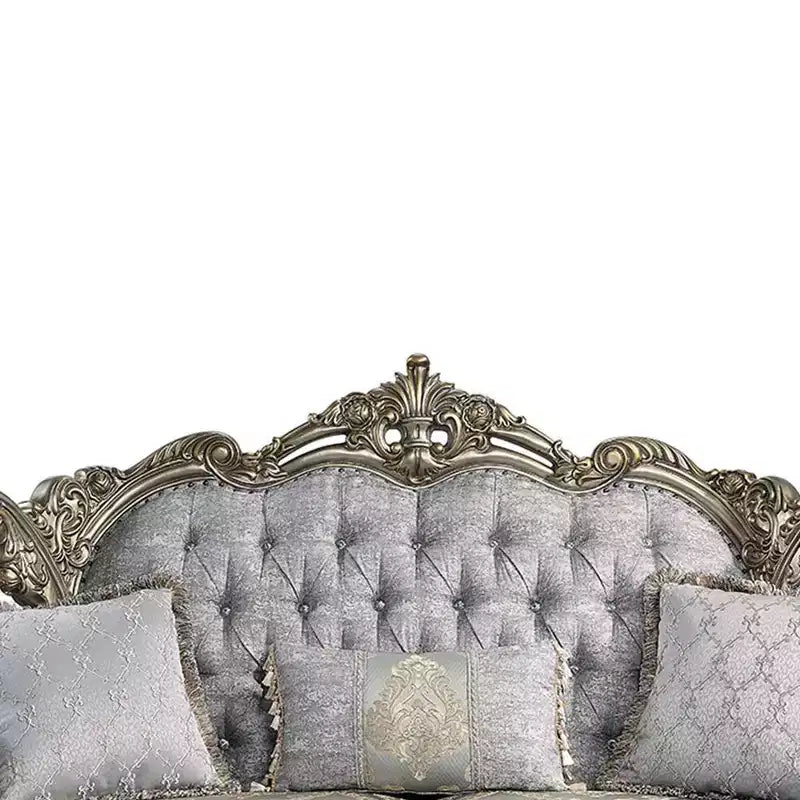 Divano Miliani da 73" in tessuto con finitura bronzo anticato - Acme Furniture: Rivestimento in pelle, struttura in legno, include 3 cuscini