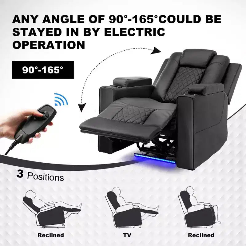 Poltrona Reclinabile Elettrica COMHOMA con Massaggio, Divano Recliner Elettrico con LED, Poltrona Relax in Ecopelle, Nera