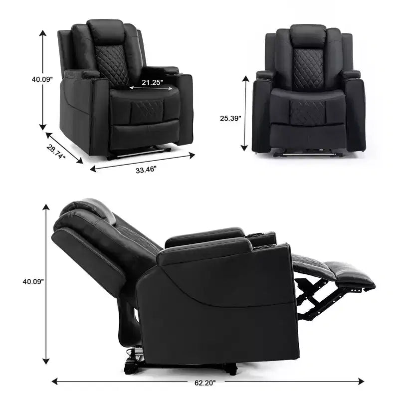 Poltrona Reclinabile Elettrica COMHOMA con Massaggio, Divano Recliner Elettrico con LED, Poltrona Relax in Ecopelle, Nera