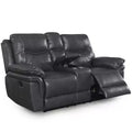 Isabella Upholstered Console Loveseat Gray: Storage, Cup Holders - Steve Silver Co.