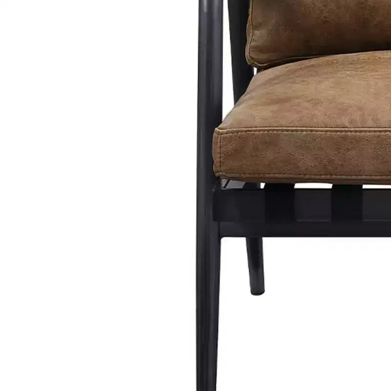 Poltrona Anzan 26" Acme Furniture in pelle pieno fiore Berham Chestnut/finitura ferro opaco: nessun assemblaggio, telaio in metallo, pulizia a secco
