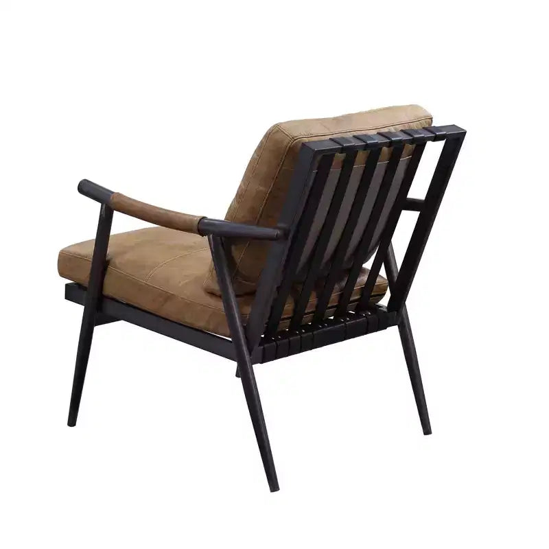 Poltrona Anzan 26" Acme Furniture in pelle pieno fiore Berham Chestnut/finitura ferro opaco: nessun assemblaggio, telaio in metallo, pulizia a secco