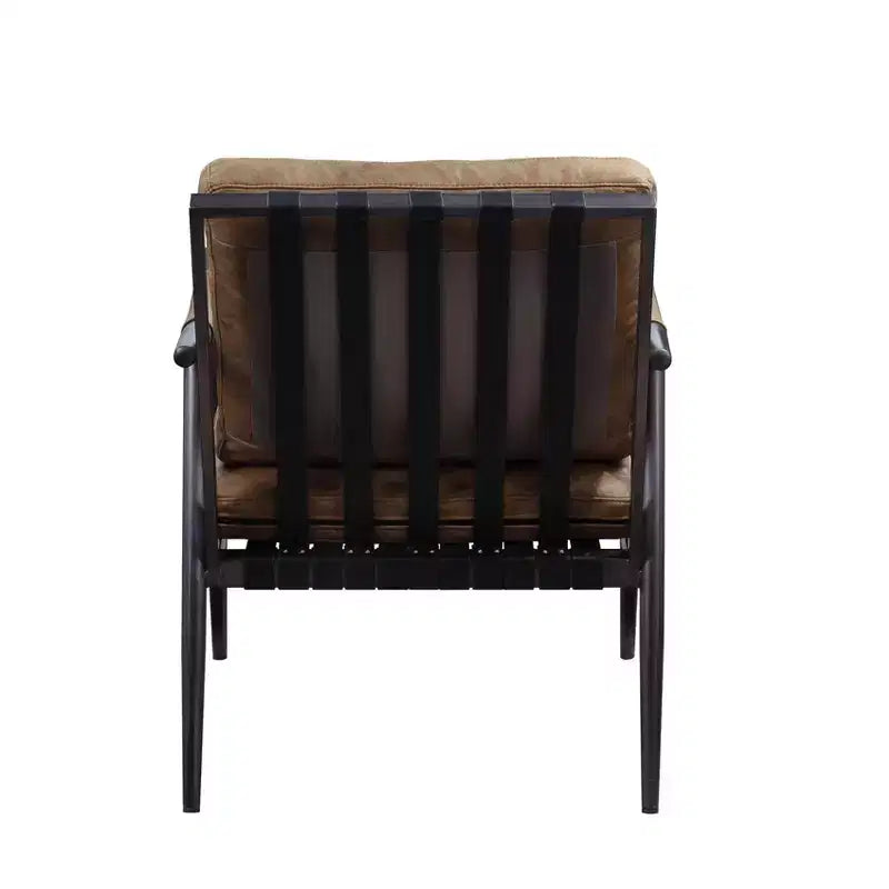 Poltrona Anzan 26" Acme Furniture in pelle pieno fiore Berham Chestnut/finitura ferro opaco: nessun assemblaggio, telaio in metallo, pulizia a secco