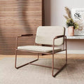 Manhattan Comfort2.0 Whythe Low Accent Chair Natural Linen/Corten : Upholstered, Steel Frame, No Assembly Required