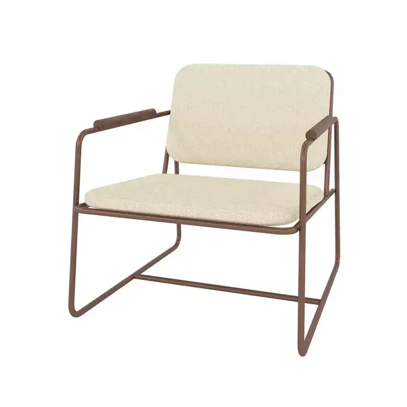 Manhattan Comfort2.0 Whythe Sedia Accent Bassa Lino Naturale/Corten : Imbottita, Struttura in Acciaio, Nessun Montaggio Richiesto