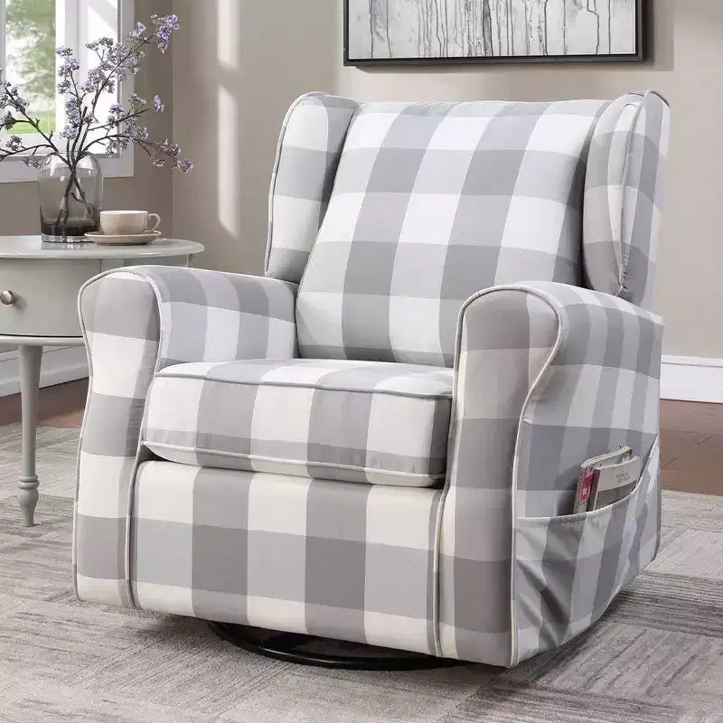 Poltrone d'accento Acme Furniture Patli 35", tessuto grigio: Rivestimento in flanella, base girevole, struttura in legno e metallo