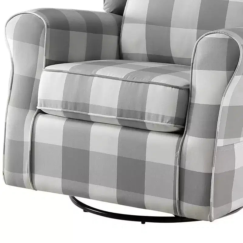 Poltrone d'accento Acme Furniture Patli 35", tessuto grigio: Rivestimento in flanella, base girevole, struttura in legno e metallo